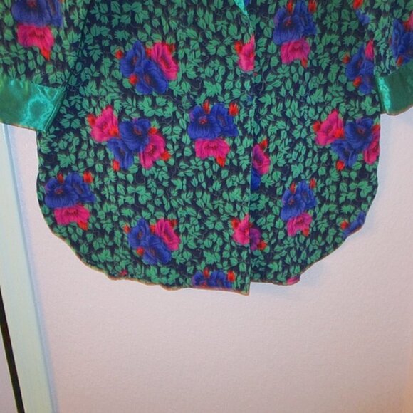 Victoria’s Secret SATIN Sleepshirt Size L EMERALD FLORAL Gold Label LOUNGEWEAR - Picture 5 of 10